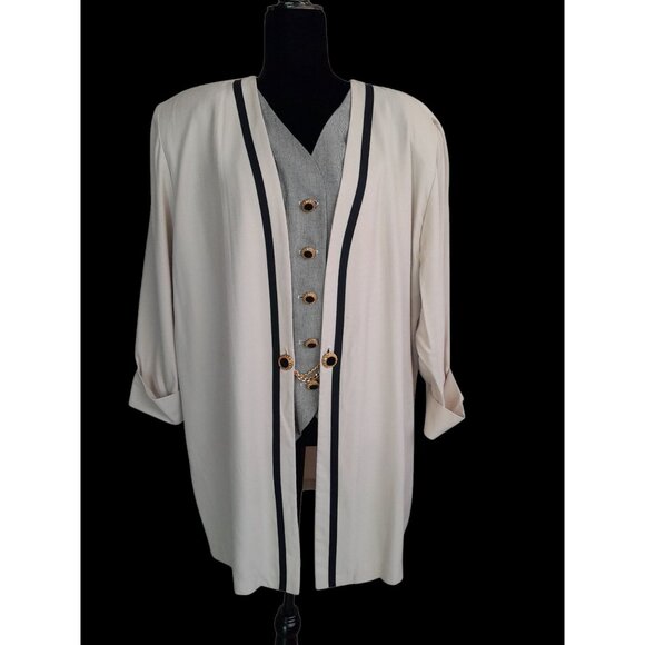 Vtg 80s Womens Size 16 Classic Preppy  Event Evening Career Blazer Vest Combo - Picture 4 of 11